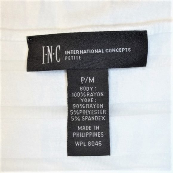 INC International Concepts Womens Top Size P/M Striped Sheer Petite Casual White - Picture 4 of 5